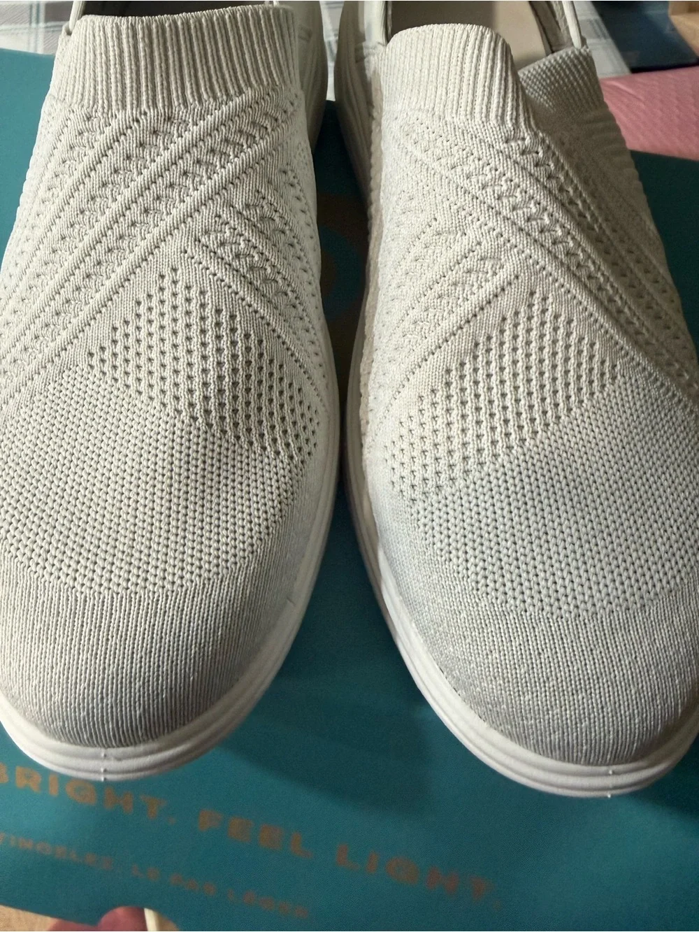 Bzees Women's Knit Slip-On Sneakers - White